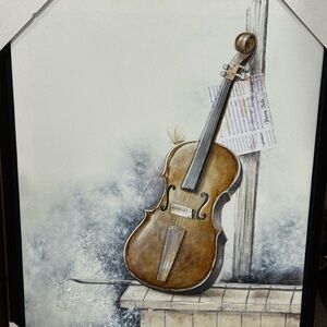 Framed Wall Decor Hand painted Music Painting in black frame / Art / 24" x 18"